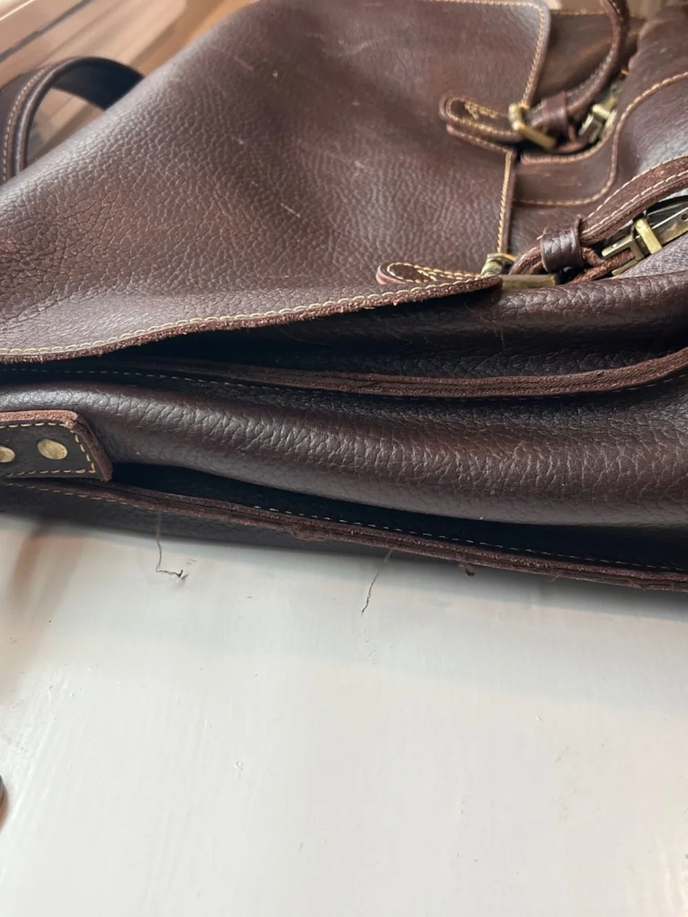 Leather laptop messenger bag